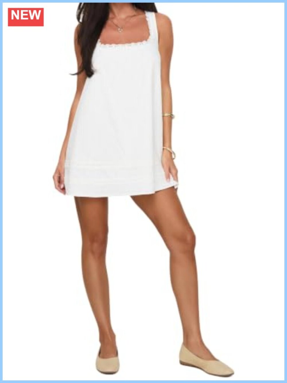 Sleeveless Lace Trim A-Line Rest Dress Loose Fit Mini Loungewear